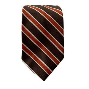 Vintage‎ Kings Lynn Tie Polyester Brown & Cinnamon Striped Necktie Extra Wide